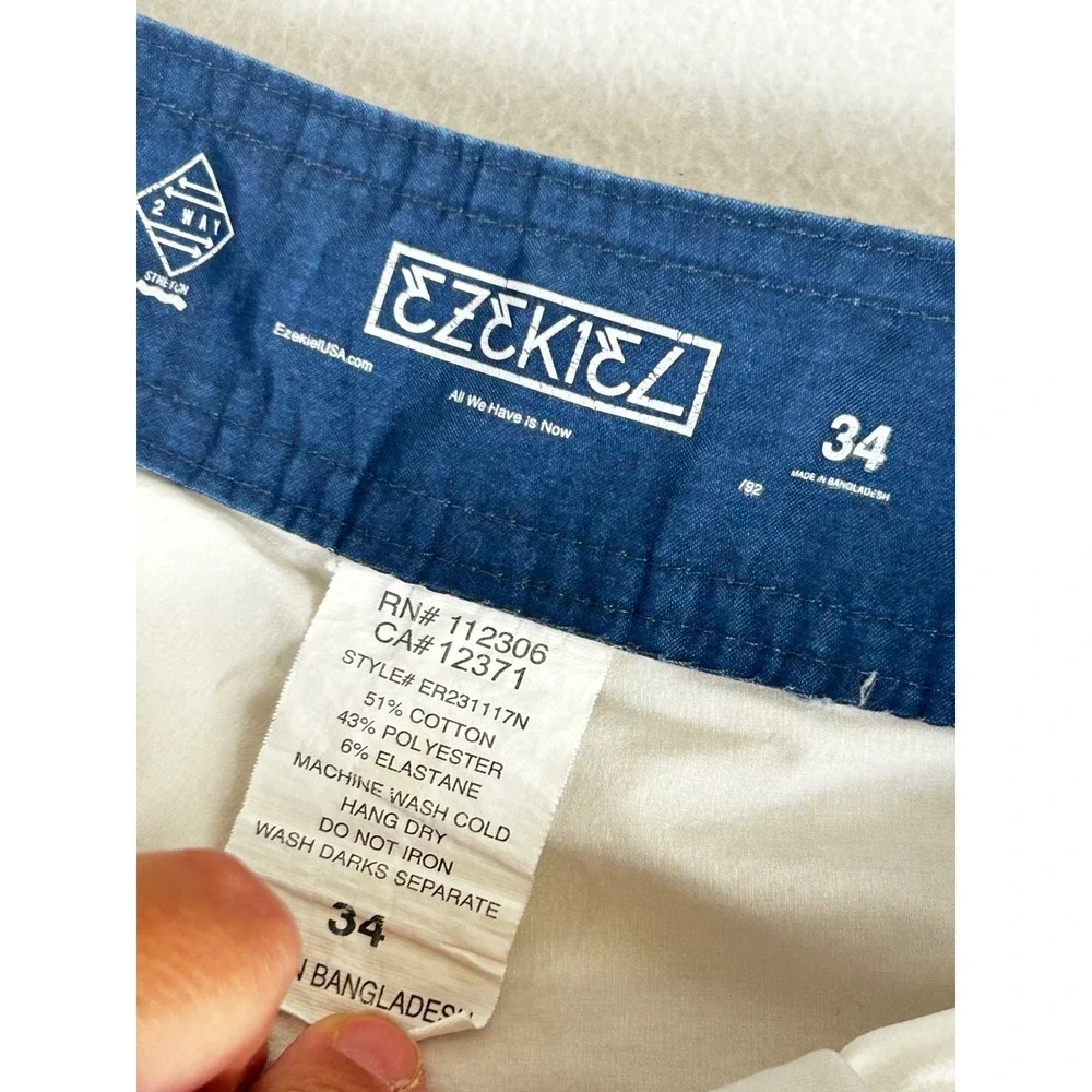 Ezekiel Board Shorts‎ Men 34 White Striped Surf Athletic Swimming Trunks